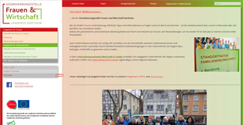Internetseite Frauen und Wirtschaft Landkreis Northeim.